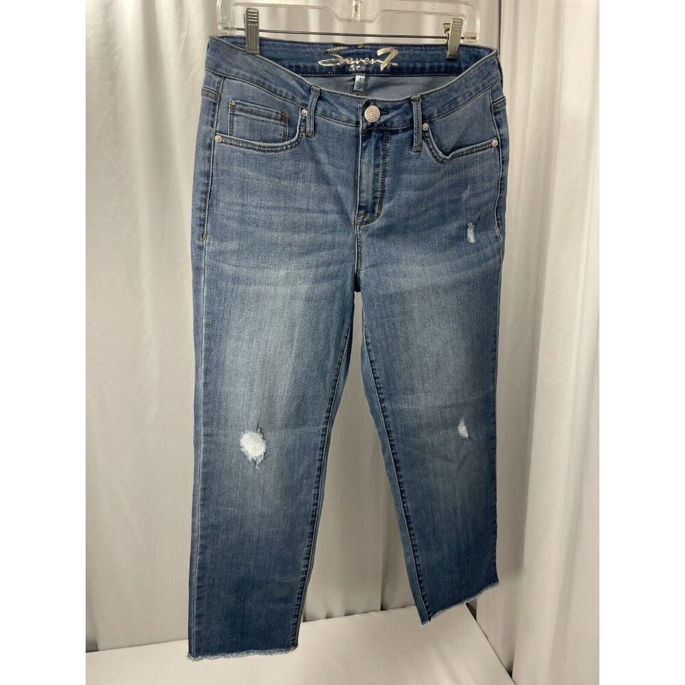 7 Seven For All Mankind Women's Blue Jeans Tower Straight Crop Denim Size 8